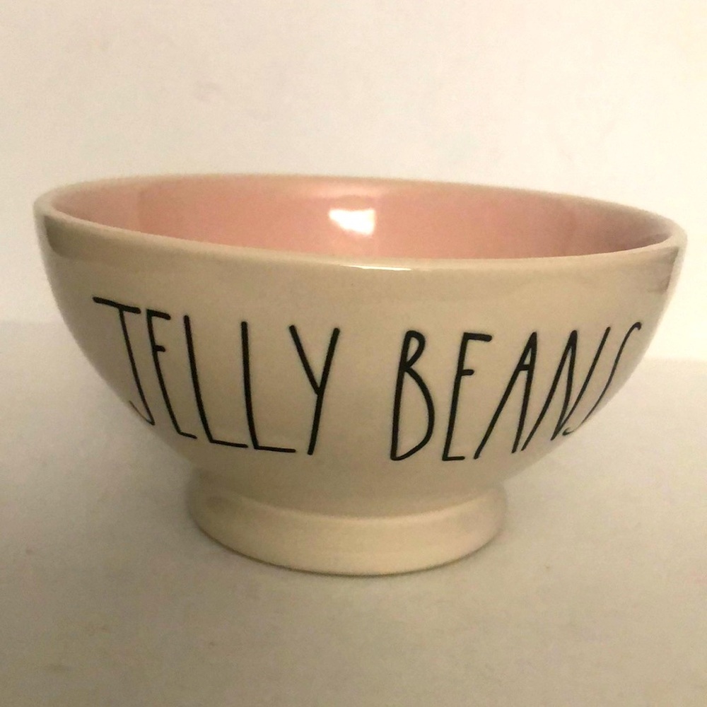 Rae Dunn Small Pedestal Bowl “Jelly Beans” with Pink Interior - Picture 1 of 4